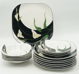 Vintage Sango Quadrille Black Lilies Soup Bowl, Salad /Dinner /Chop Plate *PICK* Lily