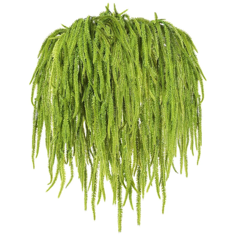Artificial hanging amaranthus plant with lush green fringe strands