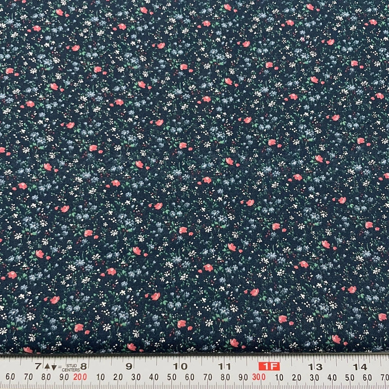 Vintage Florals on Navy Unbranded Cotton Fabric by the Half Yard 18" x 43" Flowering Plants