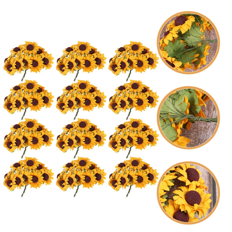 200pcs Artificial Portable Lifelike Paper Flower Ornament Simulated Sunflower Sunflower