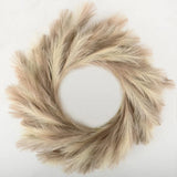 Perfnique Pampas Grass Wreath, 25'' Faux Wreath for Mix(ivory&taupe) Pampas Grass
