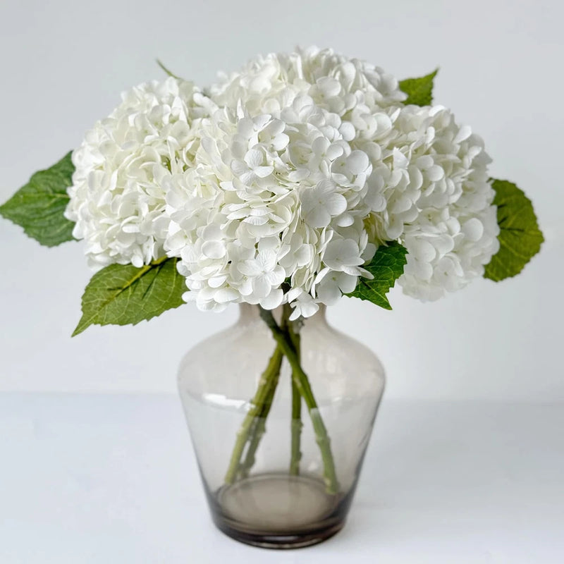 3 Pcs White Real Touch Hydrangeas Artificial Flowers 21'' Faux Latex Hydrange... Hydrangea
