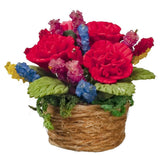 Dolls House Red Carnations House Plant in Rope Basket 1:12 Home Garden Accessory Carnation