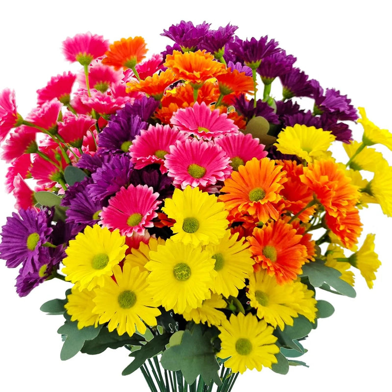 8 Bundles Artificial Silk Daisy Flower Fake Outdoor Bouquet Artificial Bulk B... Bouquet