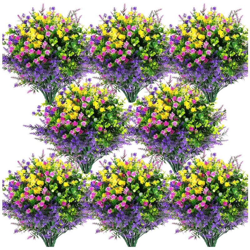 Fuchsia, Purple, Yellow, Green Artificial Plants - Set of 24 Green Plant