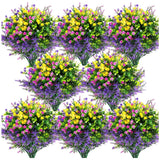 Fuchsia, Purple, Yellow, Green Artificial Plants - Set of 24 Green Plant
