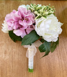 Artificial Wedding Bouquet With White Peonies and Pink Hydrangeas  Flowers Hydrangea