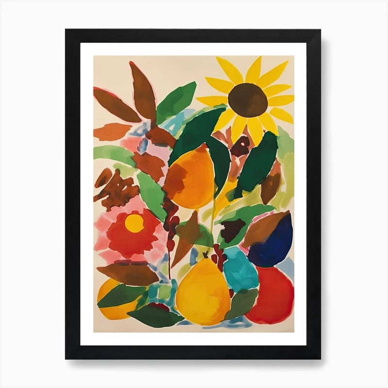 Sunflowers Flower Illustration 4 Ar Framed Wall Art Poster Canvas Print Picture Sunflower