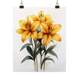 Boho Yellow Oriental Lily Flower Art Print Poster, Minimalist Floral Wall Art 6 Lily
