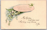 Easter Blessings, Religious Greetings With Lily Of The Valley Spray, Postcard Lily
