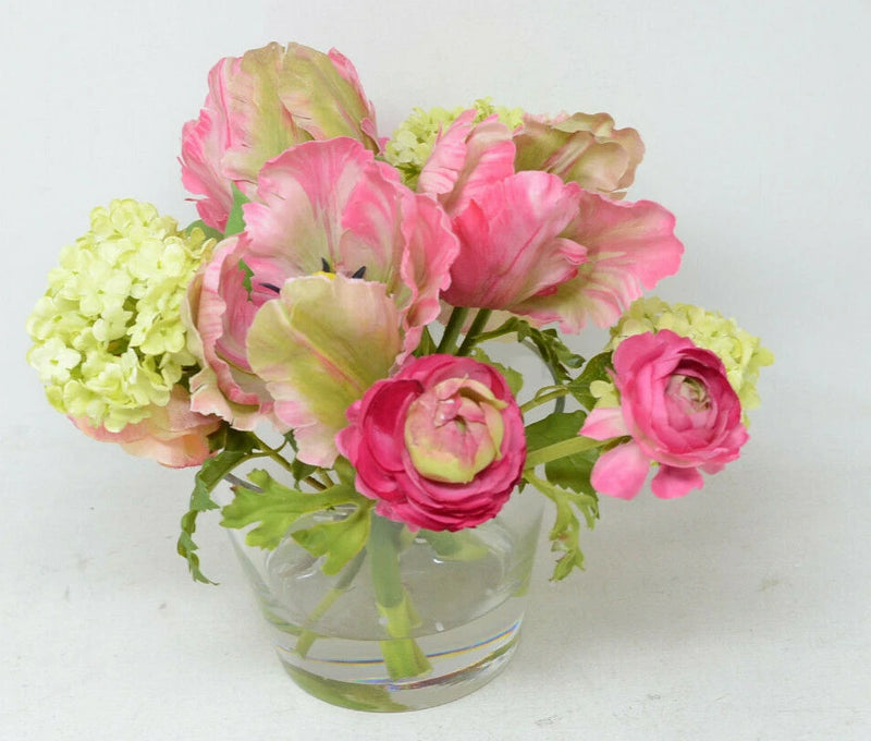 Jane Seymour Botanicals Spring Mixed Floral Arrangement in Glass Vase Ranunculus