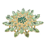 Rhinestone Flower Brooch Pin Large Crystal Sunflower Lapel Pin Green Sunflower
