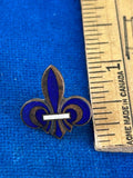 Quebec Lily Flower Fleur de Lys Logo Emblem Patriotic bronze and blue Lapel Pin Lily