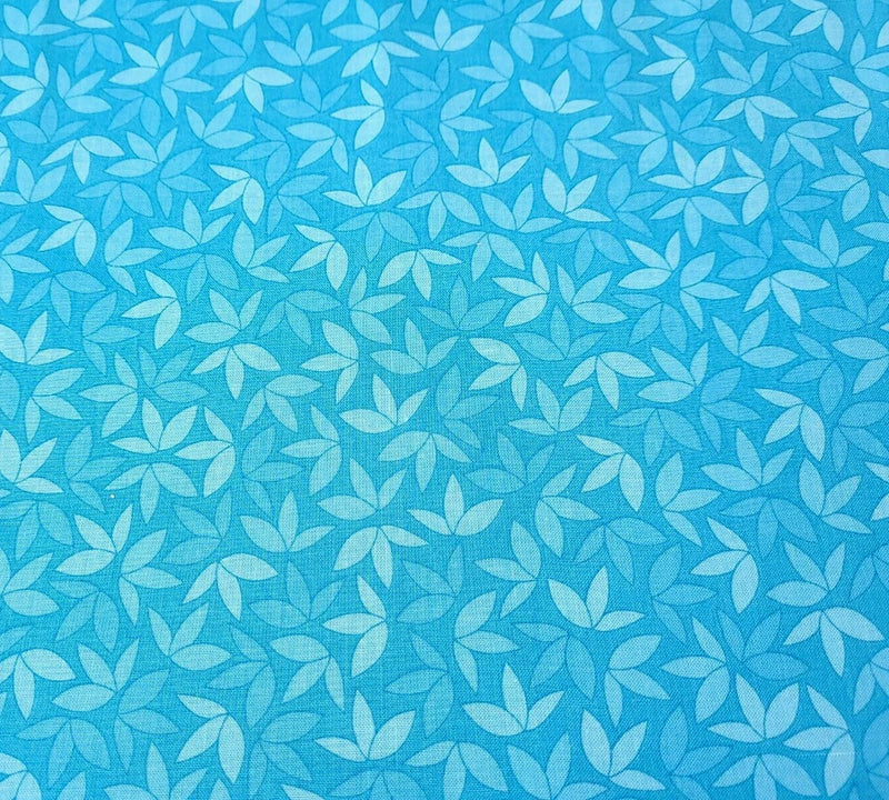 Cozumel BTY Studio 8 Quilting Treasures Aqua Blue Turquoise Leaves Flowering Plants