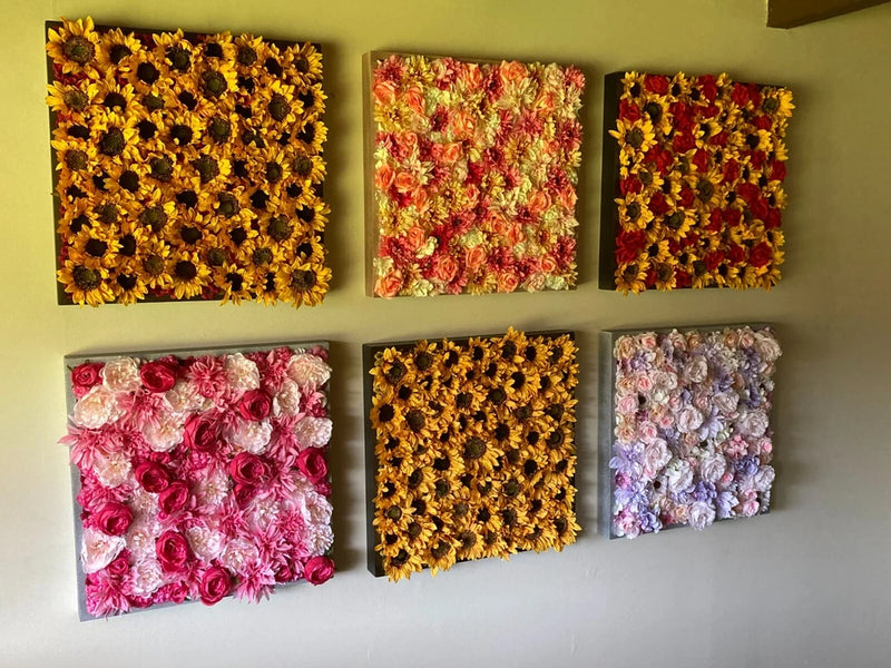 24"x24" Framed Silk flowers Glittery Frames originalArt Sunflowers Galore & more Sunflower