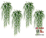 4pcs Fake Hanging Plants Realistic Artificial Outdoor Flowers Hanging White Flowering Plants