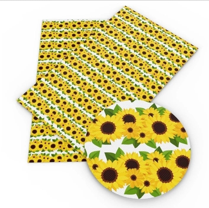 Flowers FAUX LEATHER SHEET 8 X 12" 1093618 Sunflower Fall ORDINARY TEXTURE Flowering Plants