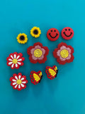 Shoe Charms Smile Face Sun Flower Fits Shoes Wristband Bracelet Accessories Sunflower