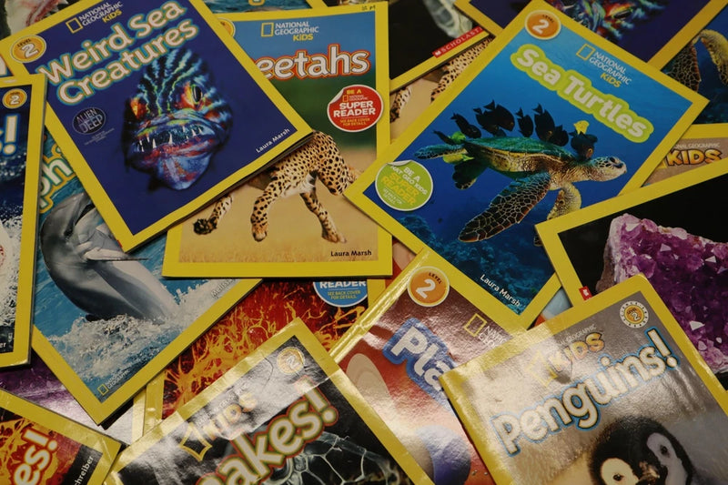 Set of 8 National Geographic Kids level 2 paperback books with animal themed covers