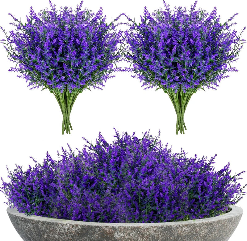Artificial Lavender Flowers - 10 Pcs Artificial Flowers for Outdoors Faux Lavend Bouquet