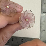Vintage Dainty Hydrangea Flower Earrings Screw Post Hydrangea