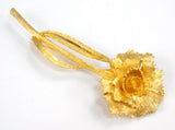 Lovely Large Vintage BSK Signed Brushed Gold Tone Carnation Flower Brooch Pin 4" Carnation