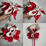 Red White Calla Lily Bridal Wedding Bouquet Accessories Bouquet