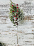 Snowy Cypress & Sugar Berry Spray 20Ó Green Plant