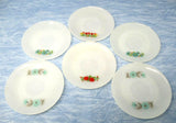 Fire King Flower Painted Milk Glass Saucers 6in MCM Tulip Carnation Rose Carnation