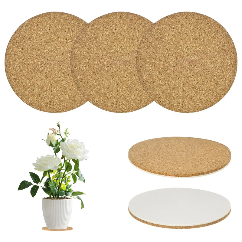 3-Pack 4 Inch Double Layers Cork Plant Coasters for Garden [Beige, Wood Tone] Garden Plants