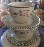 Martha Stewart Hydrangea Large Coffee Tea Mug Green Rim  Set Of Two Hydrangea