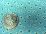 100% Cotton - Small White Flowers on Greenish Blue - By the Yard Flowering Plants