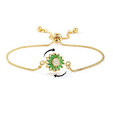 Spinning Sunflower Bracelet for Women Flowers Rhinestone Fidget Bracelets Sunflower