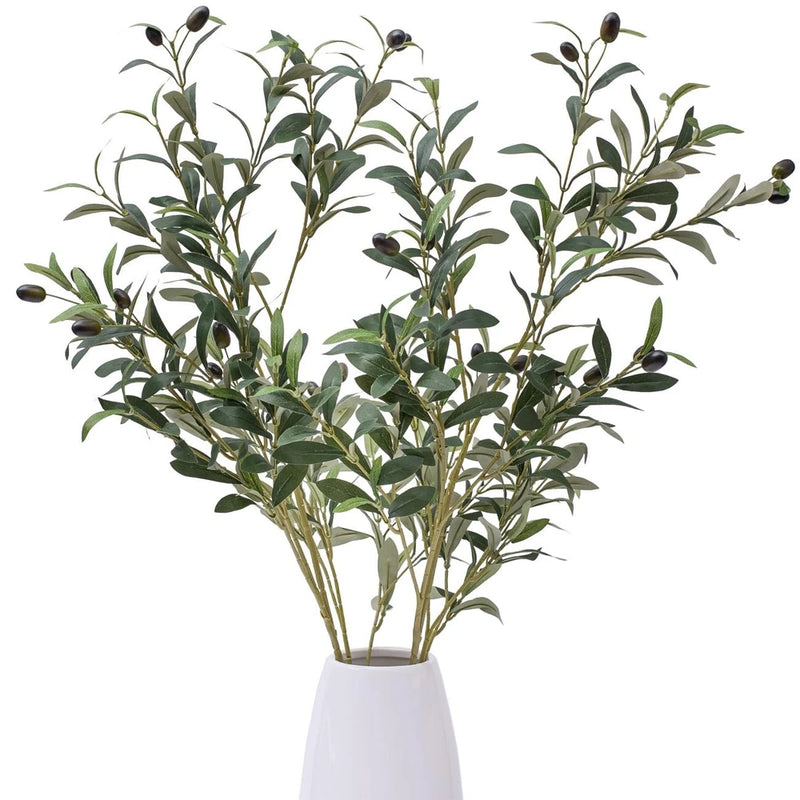 39 Inch Artificial Olive Branch Greenery Stems Fake Plants with 222 Leaves fo... Green Plant