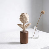 Farmhouse Sunflower Ornament Dining Table Decor Carved Wood Sunflowers Sunflower