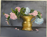 Original Acrylic Painting on Canvas, Still Life Pink and Blue Hydrangeas Hydrangea