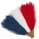 Watayo 45 Pcs Patriotic Faux Pampas Grass Decor, 17" Fluffy 4th of July Pampas Grass