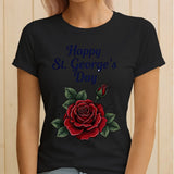 Happy St George's Day Gothic Rose English Uk Womens Tshirt Roses