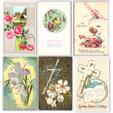Lot#12 (6) Vintage Easter Postcards 1907-1915 lilies flower roses cross 00835 Lily