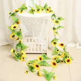 240cm Artificial Silk Sunflower Ivy Vine with Green Leaves Hanging Yards Outdoor Sunflower