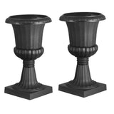 Uimoso 2PCS Urn Planters 26.4" Height Plastic Black Garden Pedestal Flower Pots Garden Plants