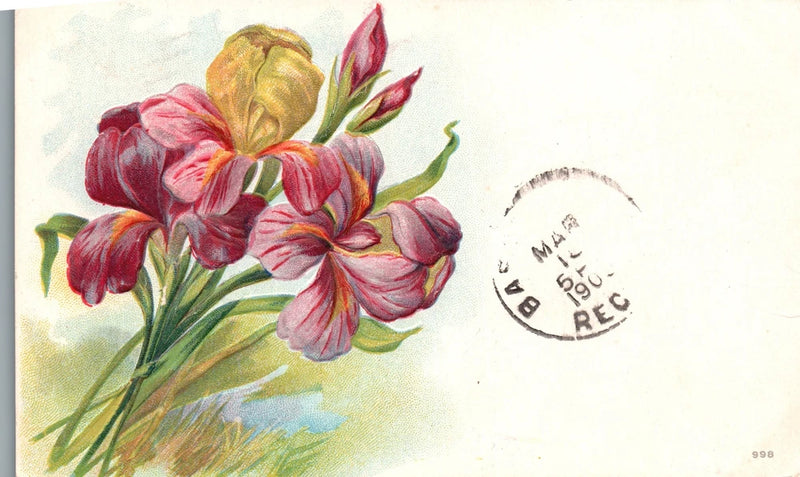 Vintage Postcard 1909 Orange Day Lilies Flower Bouquet Greetings Wishes Card Lily