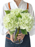 3Pcs Light Green Faux Hydrangea Flowers,21" Latex Real Touch Large Silk Royal... Hydrangea