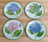 American Atelier Hydrangea Salad/Dessert Plates 7-1/2" Porcelain 3376 Set of 4 Hydrangea
