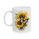 Floral Butterfly Sunflower Birthday Mug Coffee Cup Sunflower