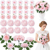 Suncalla 60 Pcs Assorted Silk Artificial Flowers, Faux Fake Full Hydrangea Pe... Hydrangea