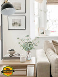 Bessol Eucalyptus Stems Faux Plant in Glass Vase 13.5", Greenery Decor Green Plant