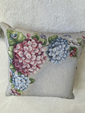 HINES OF OXFORD  HYDRANGEAS BLOOM Luxury Tapestry Decorative Pillow 18" Hydrangea