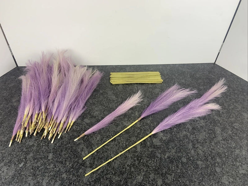 Lot of (32) 36" or 28" or (64) 16" Purple Faux Pampas Grass Decor Length Options Pampas Grass