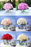 Silk Hydrangea Artificial Flower Arrangement Centerpiece Glass Vase Faux Water Hydrangea